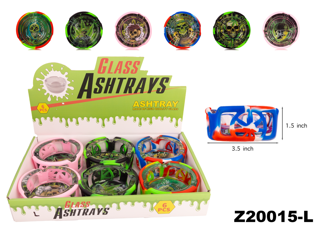 A20015 Glass Ashtray w/Silicone Cover-6ct
