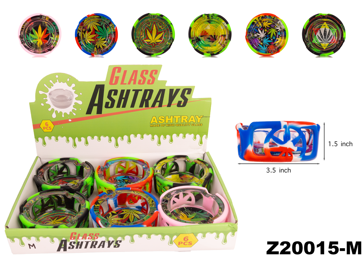 A20015 Glass Ashtray w/Silicone Cover-6ct