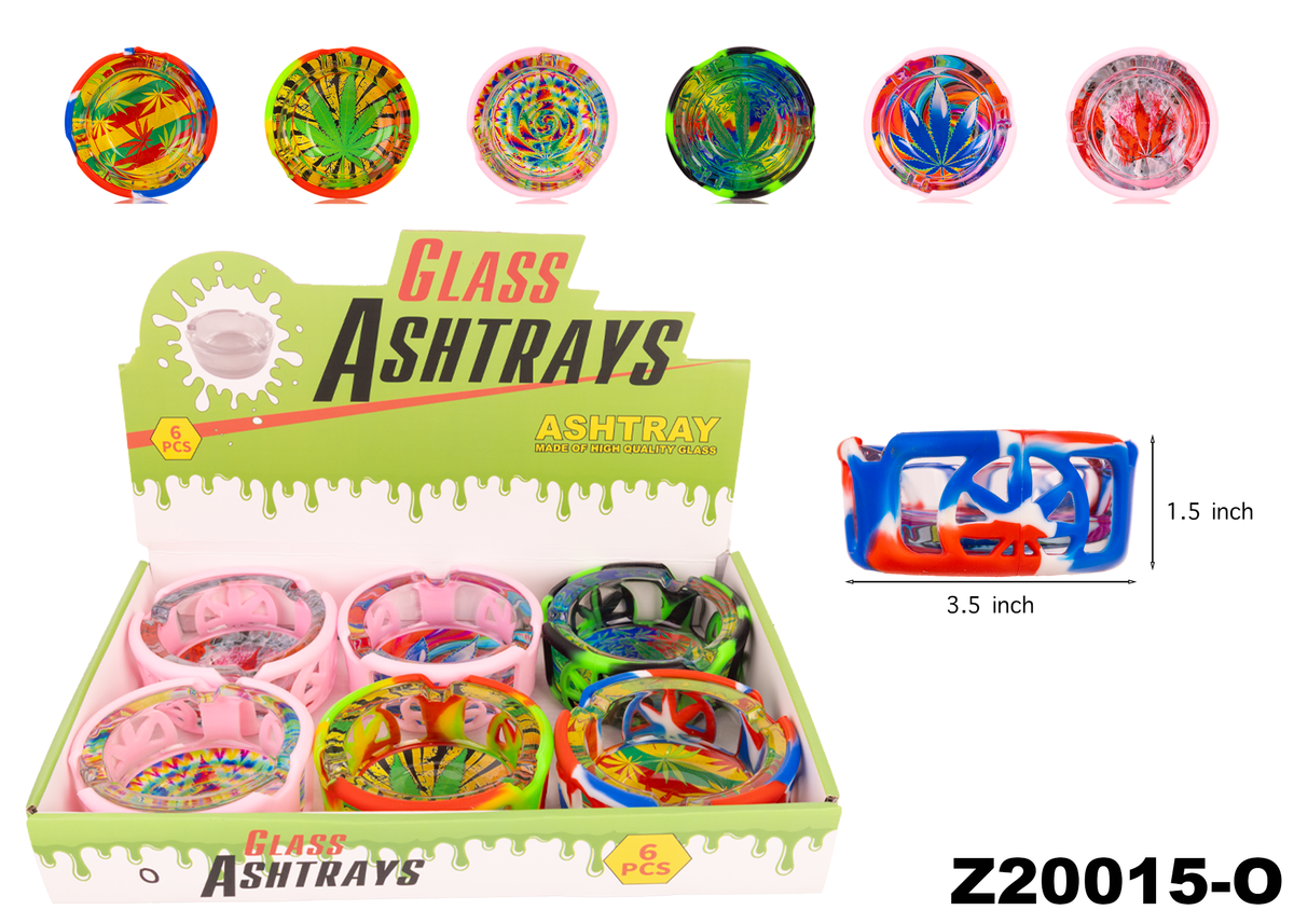 A20015 Glass Ashtray w/Silicone Cover-6ct