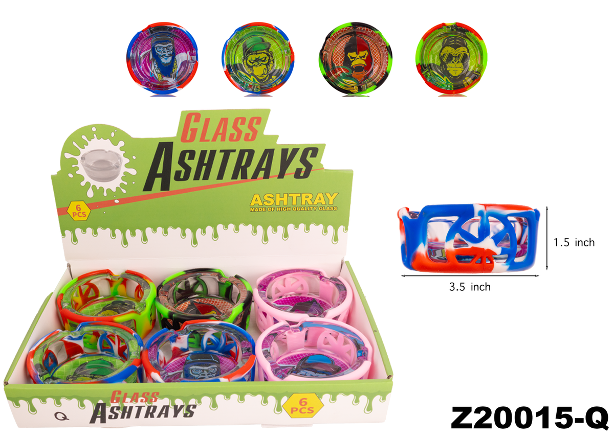 A20015 Glass Ashtray w/Silicone Cover-6ct