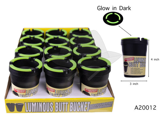 A20012 Glow in the Dark Butt Bucket Ashtray-12ct