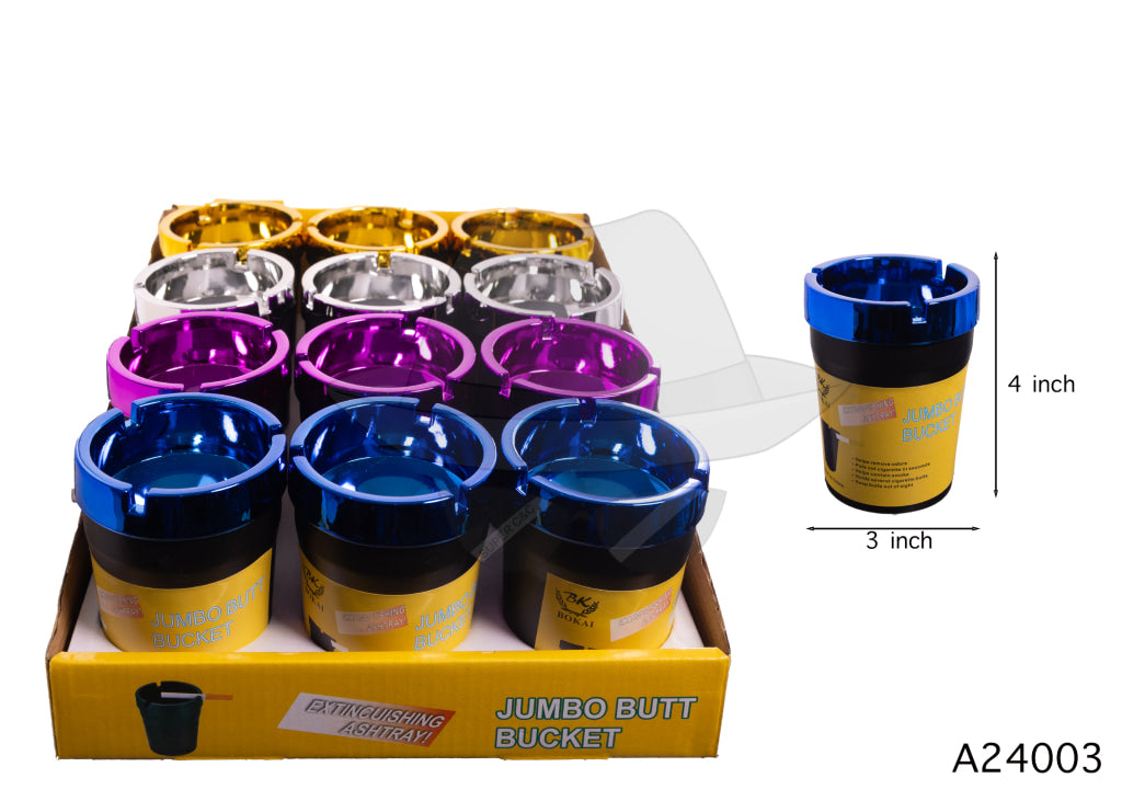 A24003 Metallic Color Butt Bucket Ashray -12ct