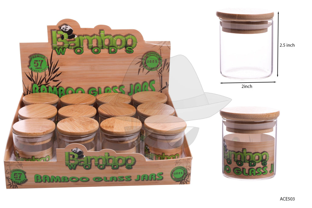 ACE503 Bamboo Glass Jar 12ct