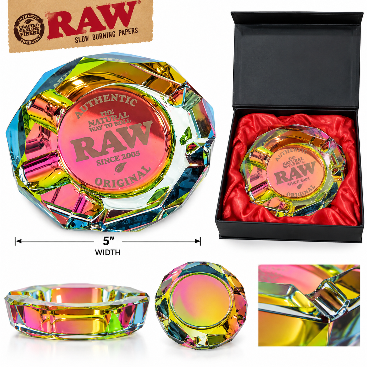 RAW Prism Glass Ashtray Rainbow