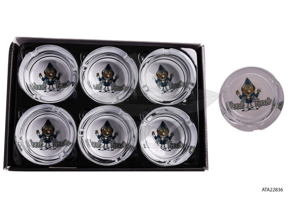 ATA22836 Glass Ashtray -6ct