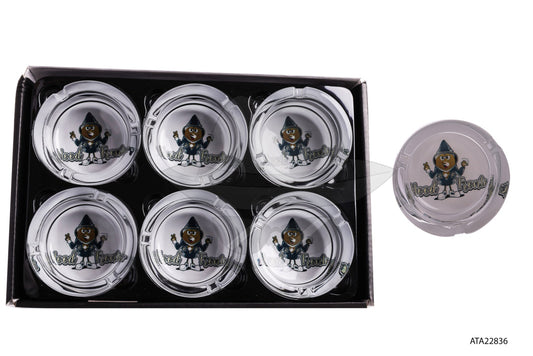 ATA22836 Glass Ashtray -6ct