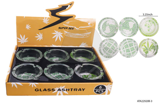 ATA22920B-3 Glass Ashtray 6ct