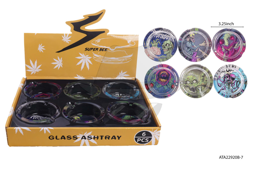 ATA22920B-7 Glass Ashtray 6ct