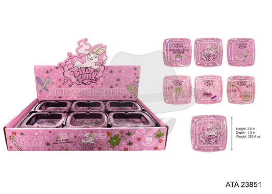ATA23851  Square Glass Ashtray 6ct
