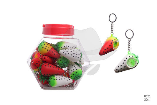B020 Strawberry Silicone Hand Pipe/ jar of 20ct