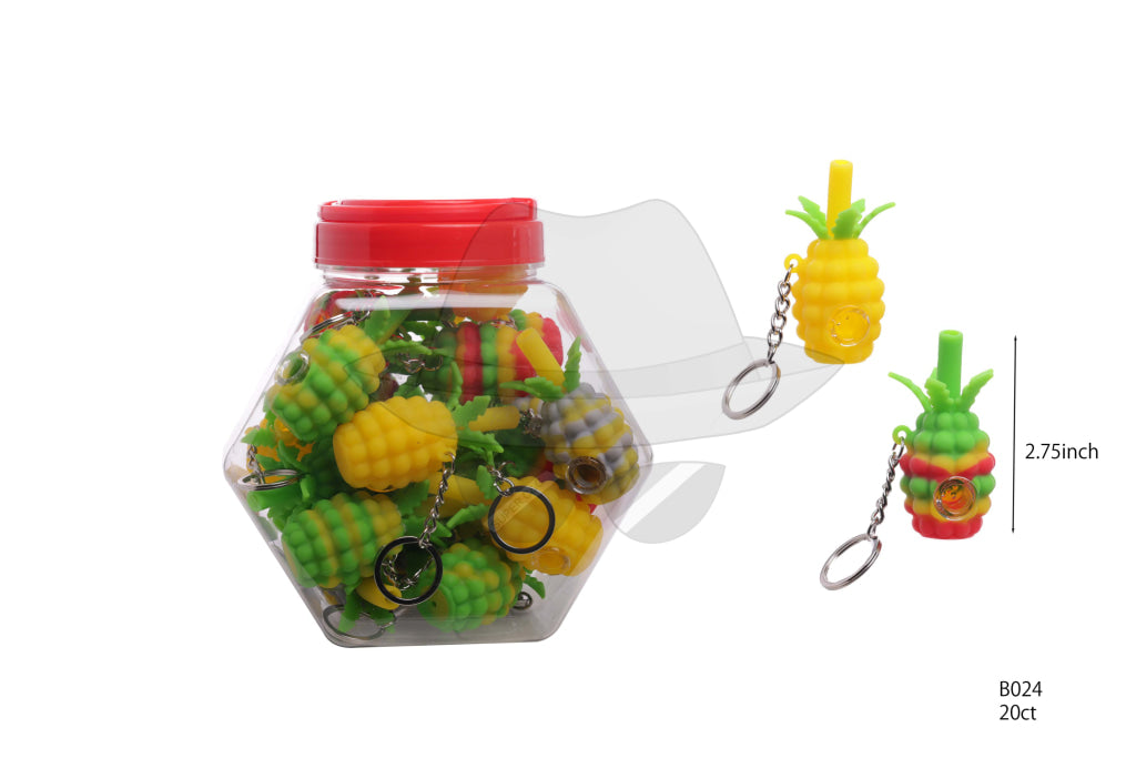 B024 Pineapple Silicone Hand Pipe/ jar of 20ct