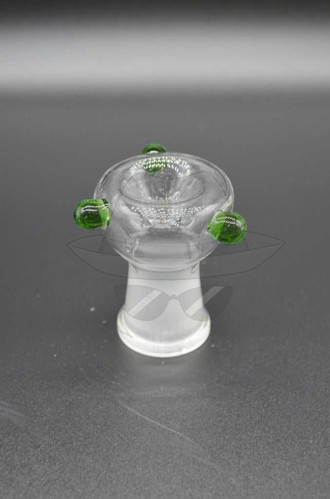 D016-Clear With Green Dot 18 Dry GLASS BOWL