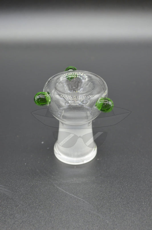 D016-Clear With Green Dot 18 Dry GLASS BOWL