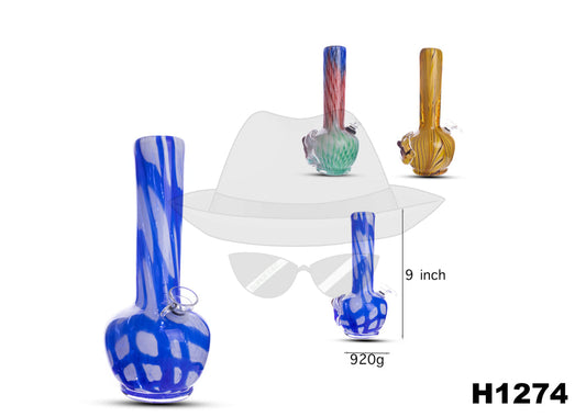 H1274 9 INCH SOFTGLASS WATER PIPE