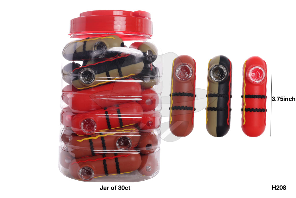 H208 Sausage Silicone Hand Pipe-30ct.