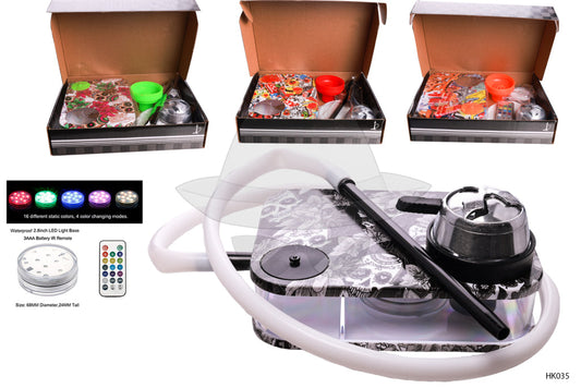 HK035 Hookah Set Cube Acrylic with Multicolor LED Light