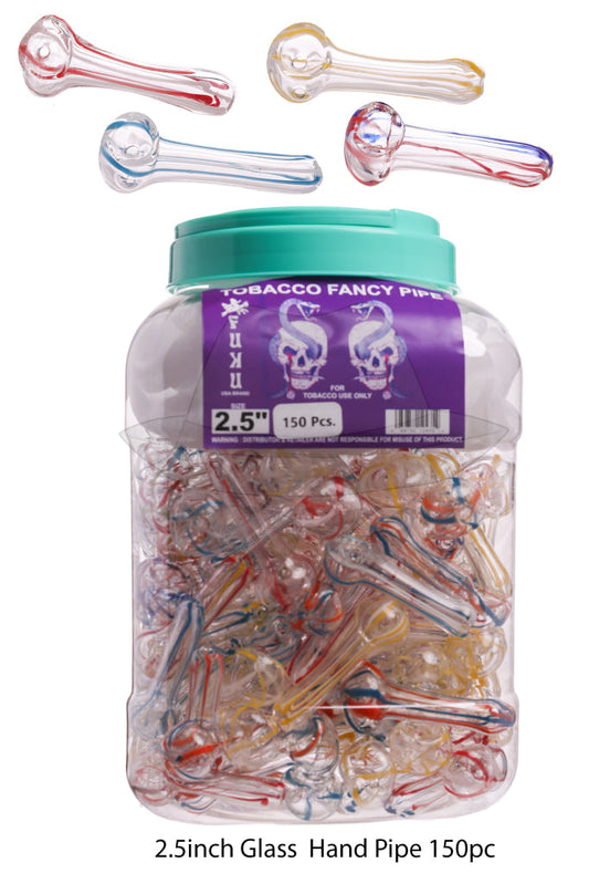 Jar of 150ct 2.5" Glass Hand Pipe