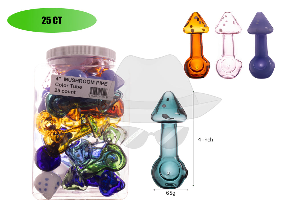 Jar of 25ct 4 Inch Mushroom Hand Pipe