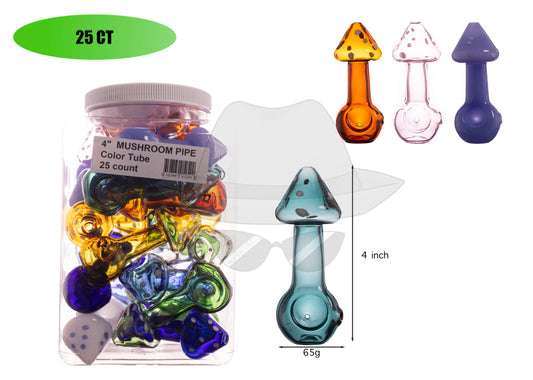 Jar of 25ct 4 Inch Mushroom Hand Pipe