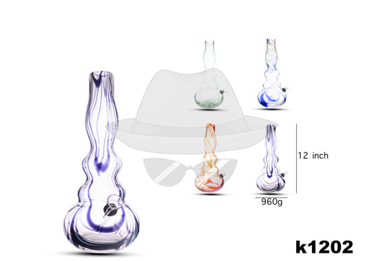 K1202 12 INCH SOFTGLASS WATER PIPE