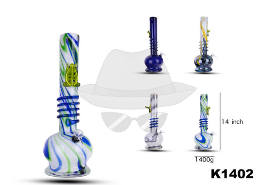 K1402 14 INCH SOFTGLASS WATER PIPE