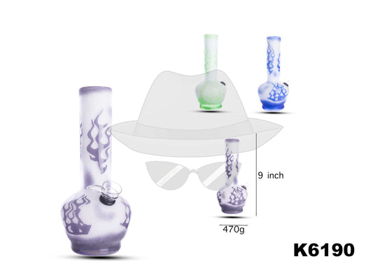 K6190 9 INCH SOFTGLASS WATER PIPE