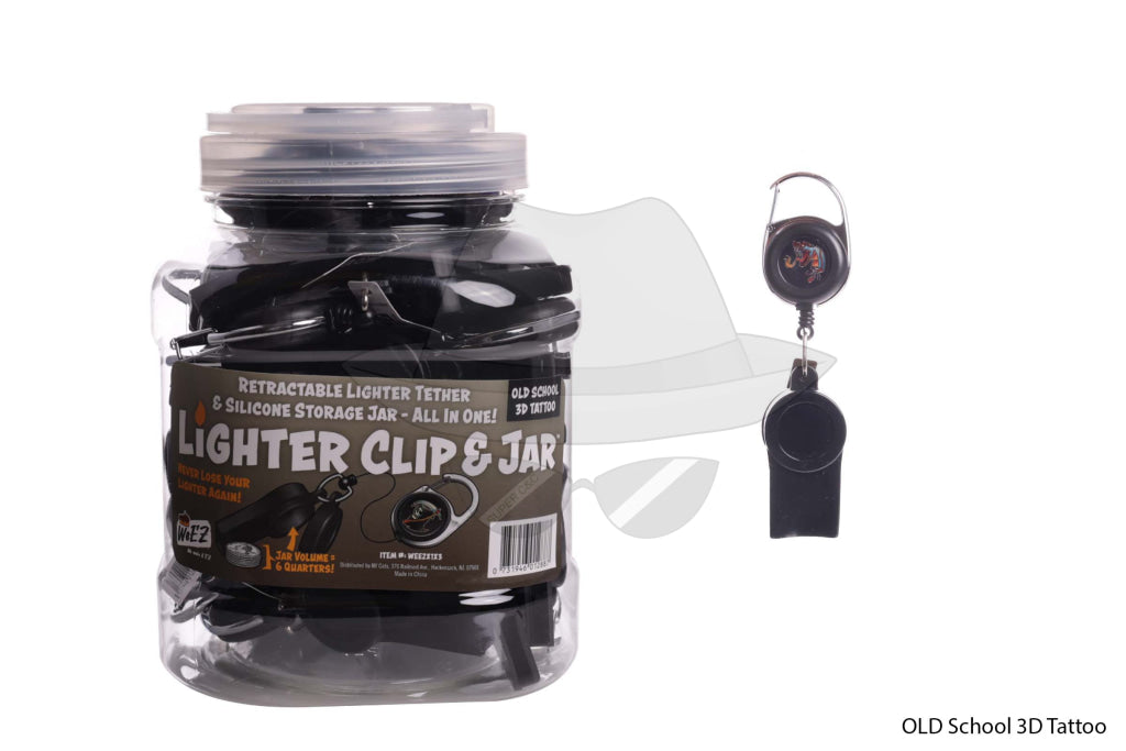 Lighter Clip & Jar OLD School 3D Tattoo-24ct