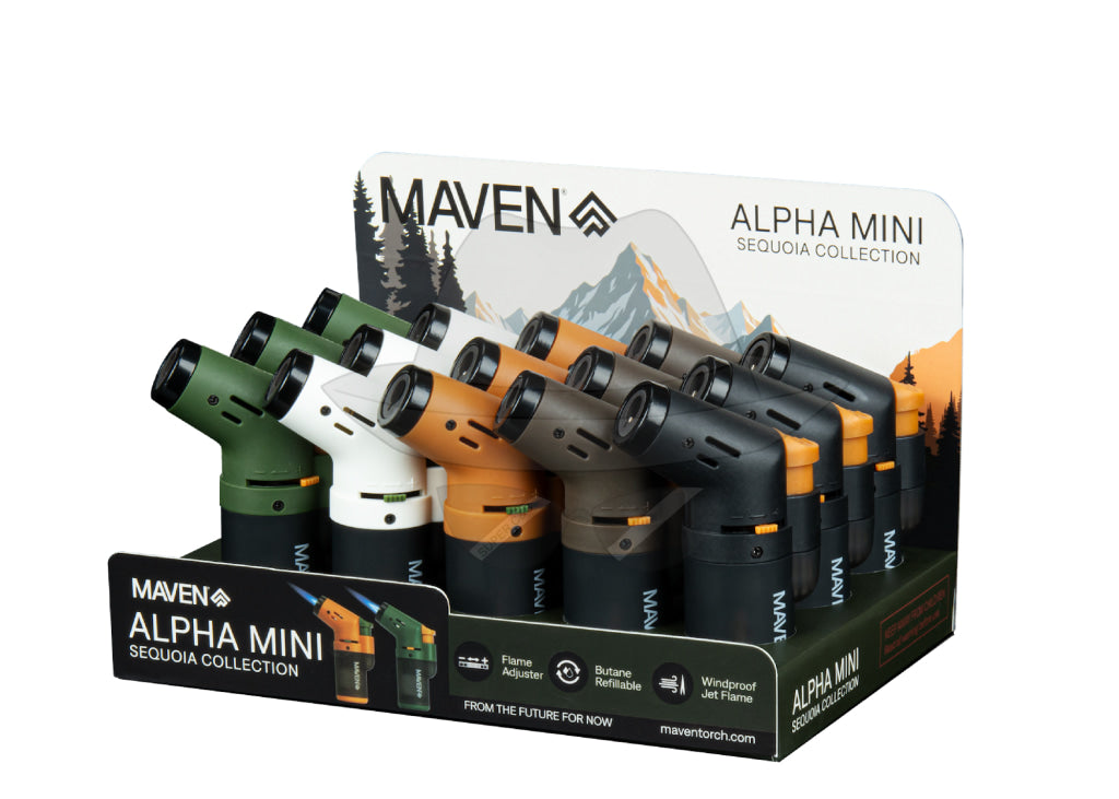 Maven Alpha Mini Sequoia Torch Lighter Display - 15ct