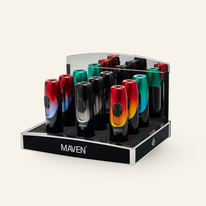 Maven Monaco Single Jet Cigar Torch Lighter — 9ct Display
