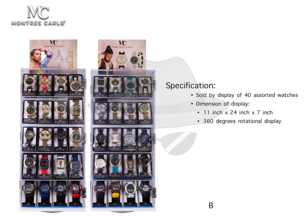 MONTRES CARLO ASSORTED WATCH Display 40CT