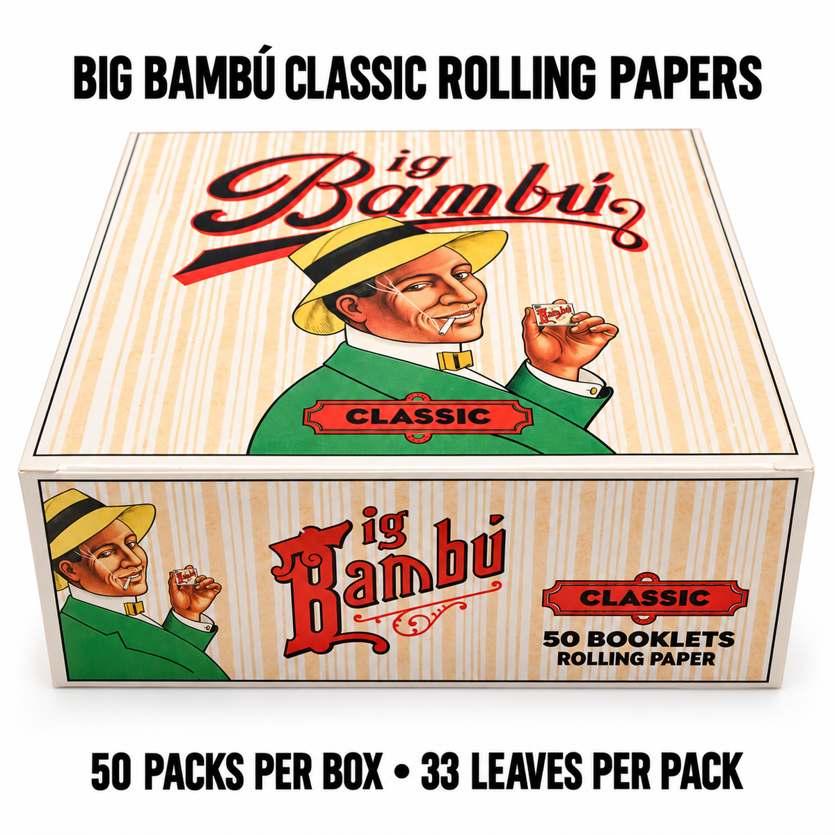 Big Bambú Classic Rolling Papers — 50-Pack Box