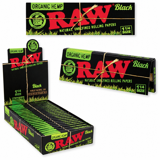 RAW Black Organic Hem 1 1/4 Rolling Papers