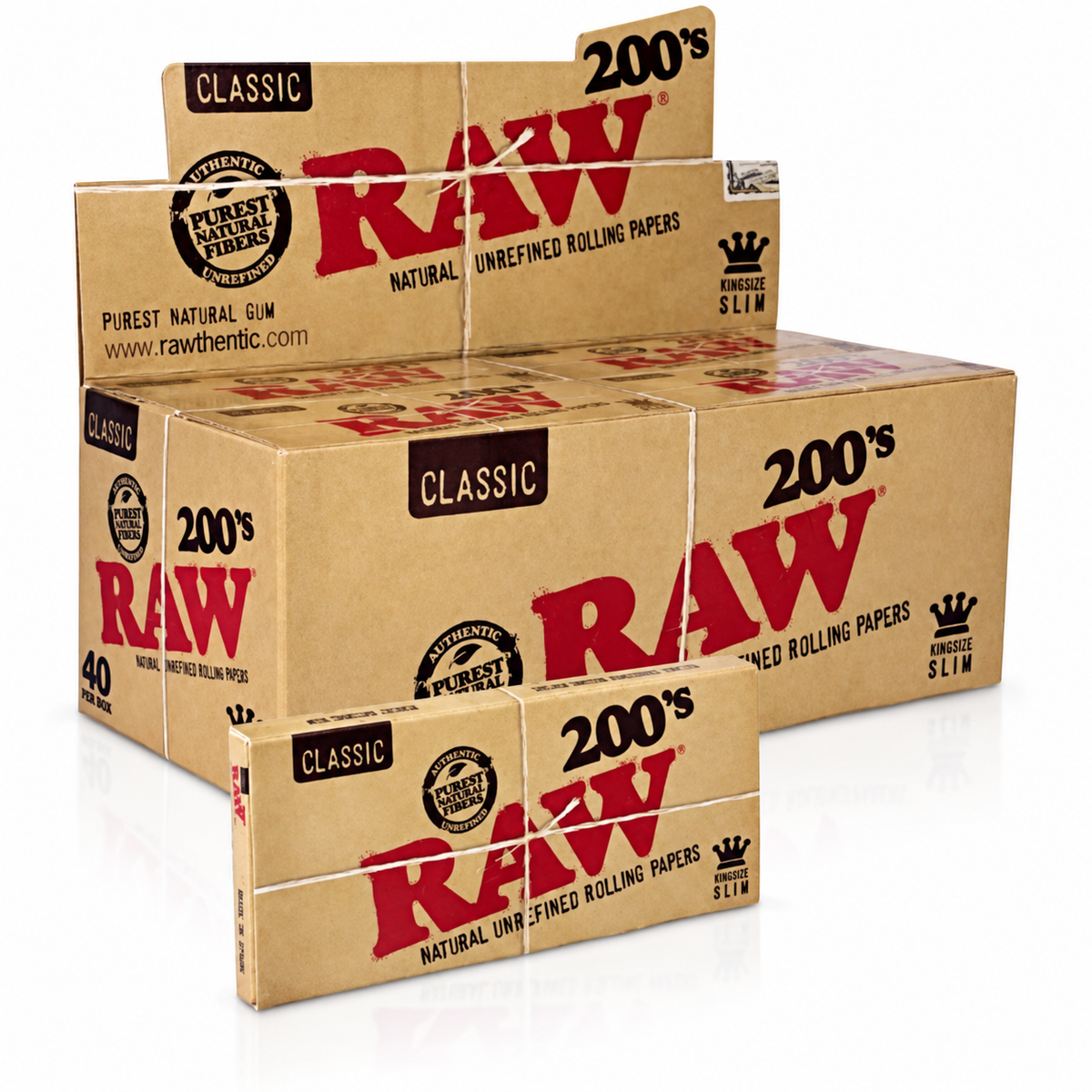 Raw 200's King Size Slim Rolling Paper-40ct