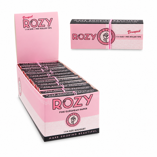 Rozy Pink 1 1/4 Size Rolling Papers & Filter Tips - 24ct Display