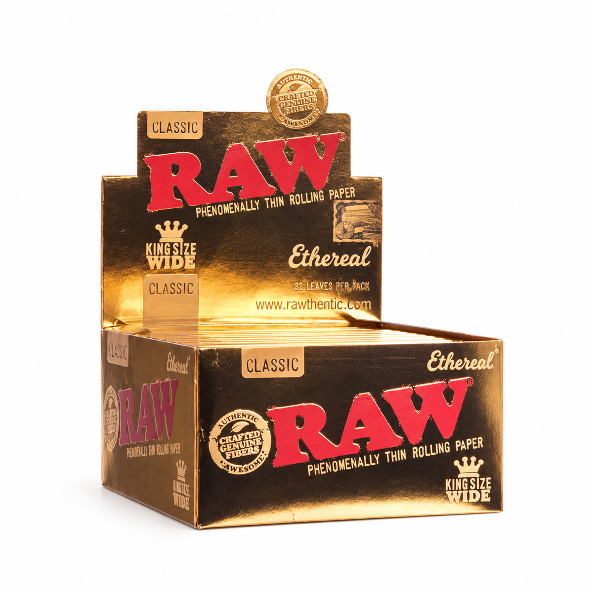 Raw Ethereal Paper King size Wide – 32 leaves per pack – 50 packs per box