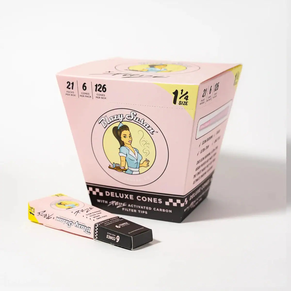 Blazy Susan Pink Pre Rolled Cones with Purize Filters Full Box