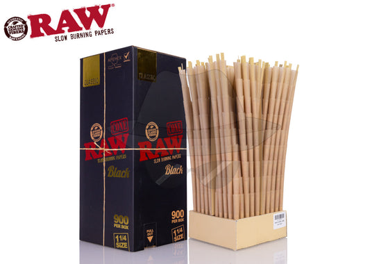 Raw Black 1 1/4 Cones 900 Bulk Pack