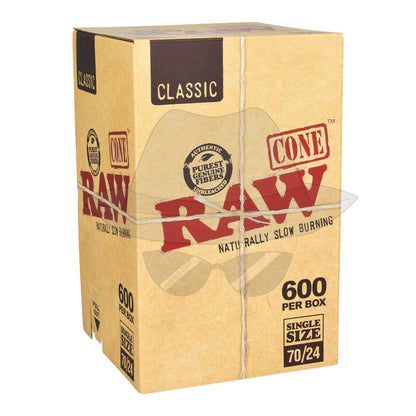 RAW CLASSIC CONES | SINGLE SIZE 70/24 | 600PC BULK BOX