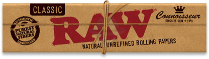 RAW King Size Slim + Tips Rolling Paper Connoisseur Classic