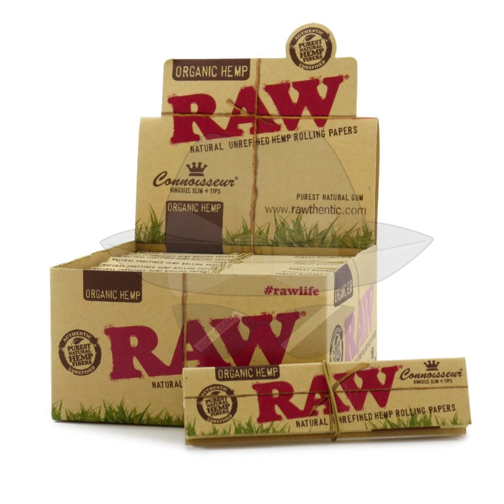 RAW King Size Slim + Tips Rolling Paper Connoisseur Organic