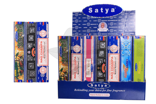 Satya Incense Display With 84 Boxes, 15 Grams Each