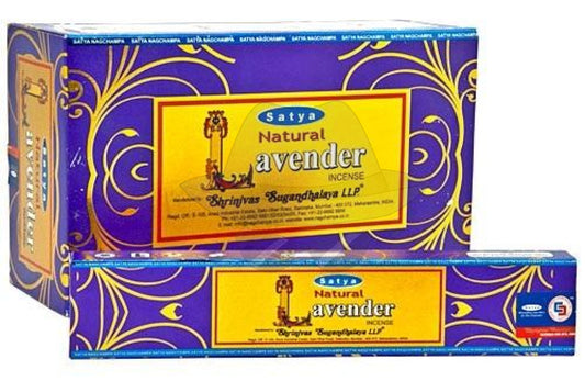 Satya Natural Lavender Incense - 15 Gram Pack (12 Packs Per Box)