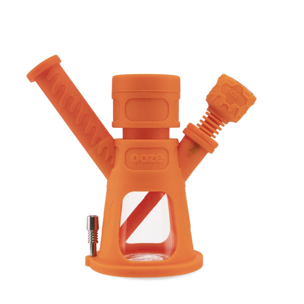 Ooze Hyborg Silicone Water Pipe, Dab Rig & Dab Straw - Orange Burst