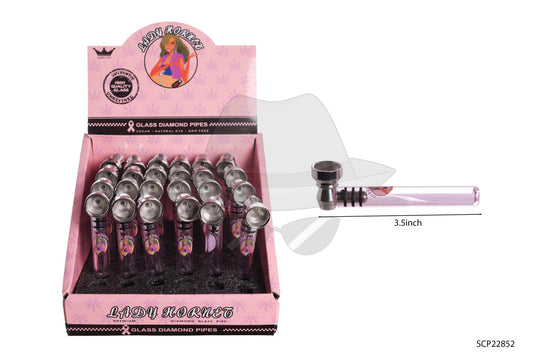 SCP22852 Pink Glass Metal Pipe-24ct