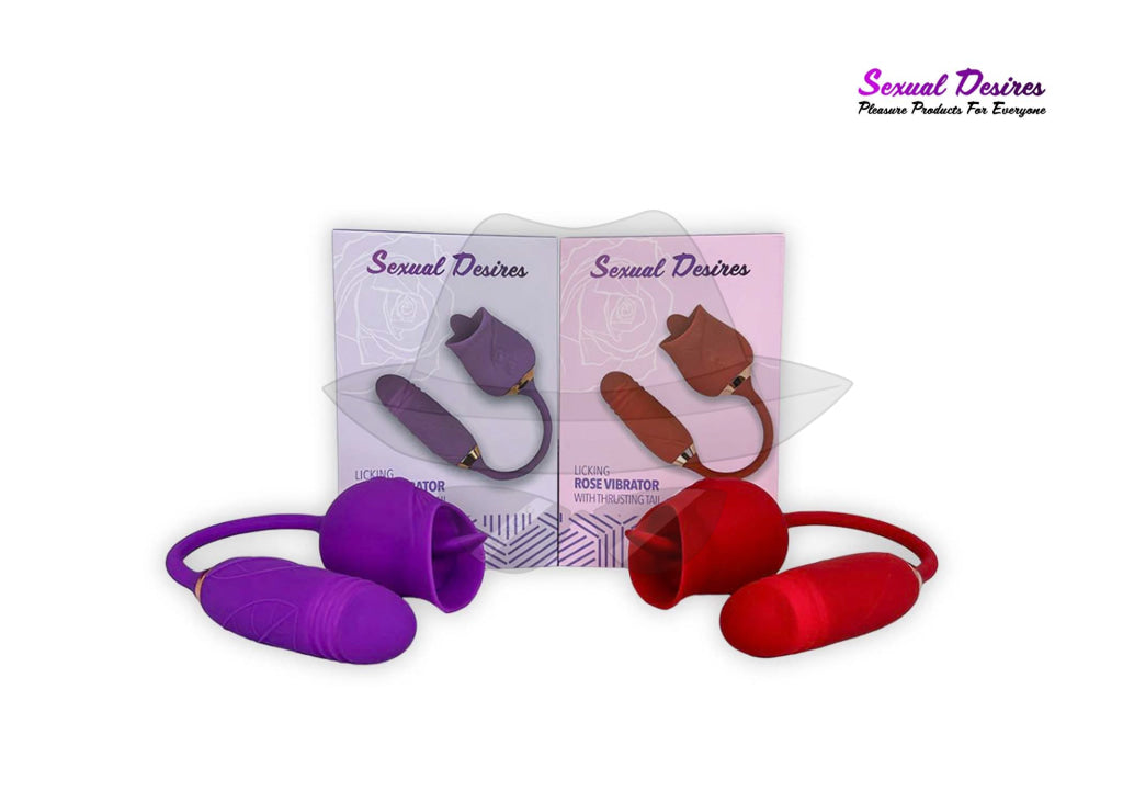 Sexual Desires "LICKING" ROSE VIBRATOR WITH THRUSTING TAIL