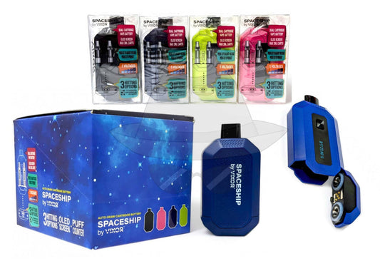Spaceship By Vixor Auto- Draw Cartridge Battery 650mAh Dual Carts W/ OLED Screen