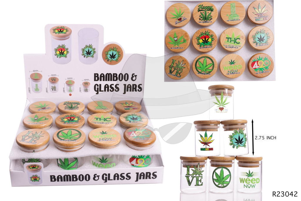 STR23042 Bamboo & Glass Jar 12ct