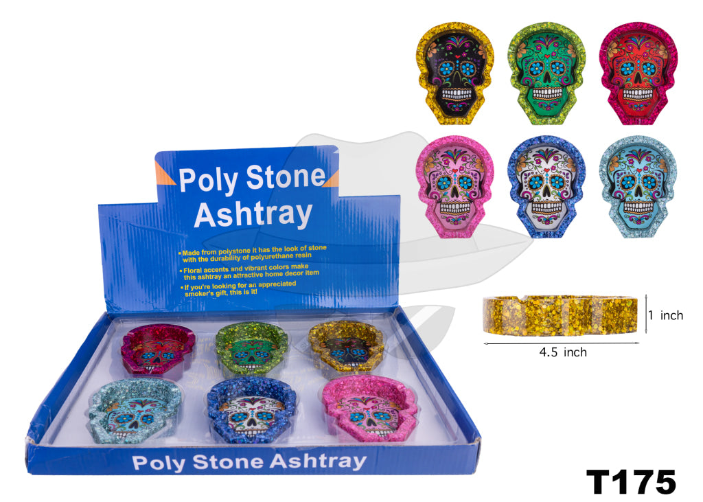 T175 POLY STONE Ashtray-6ct