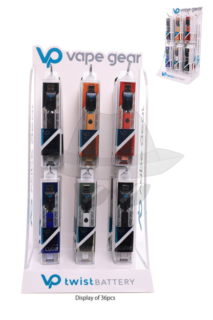 Vape Gear Twist Cube Battery 36ct Counter Display.