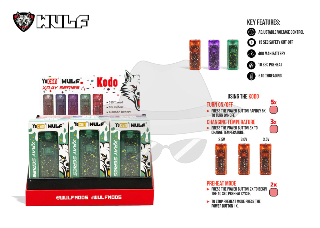 WULF MODS KODO X-RAY CARTRIDGE VAPORIZER 15PK